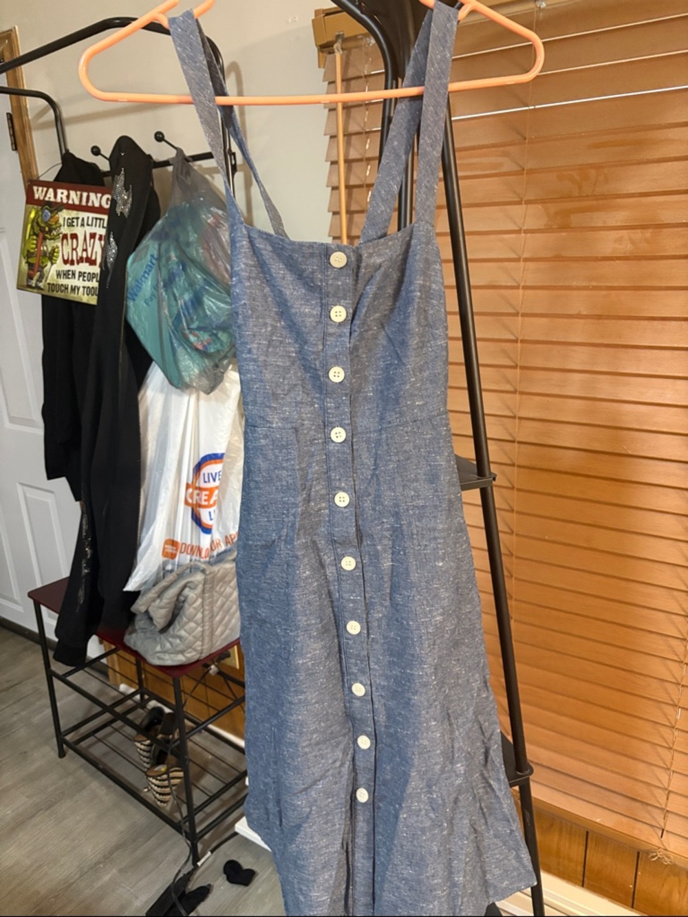 Madewell Chambray Button-Front Midi Dress in Heathered Blue